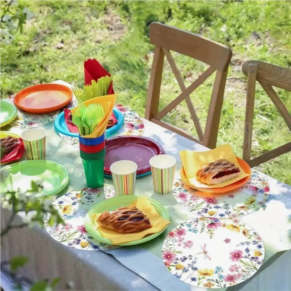 Set of 16 Wildflower Dragonfly Disposable Paper Placemats
